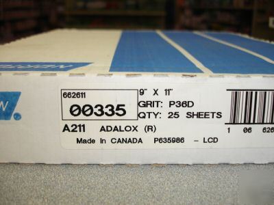 (25)norton adalox sand paper P36D 9 x 11 sheets 36 grit