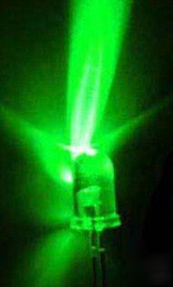 10 x 10MM green 15000MCD leds led led's + free resistor