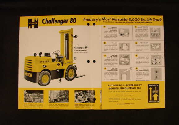 Hyster challenger 80 fork lift truck brochure 1961 orig