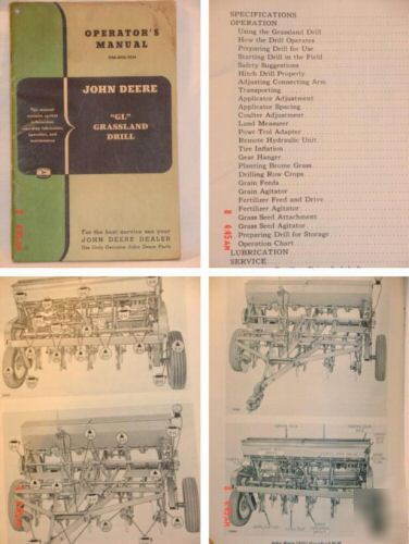 John deere operator's manual gl grassland drill