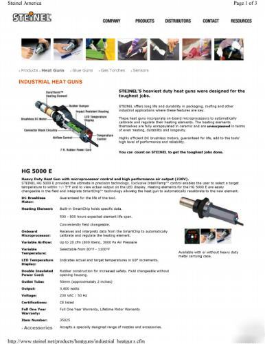 Steinel hg 5000 e industrial heat gun, HG5000E