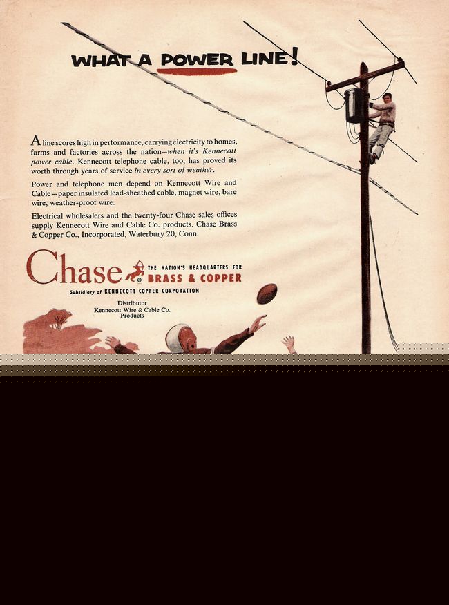 1953 chase brass copper co. boys football vintage ad