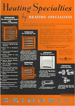 1936 grinnell heating specialists cooling ad