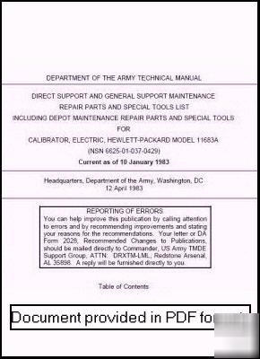 Agilent hp 11683A cali maintenance part list manual