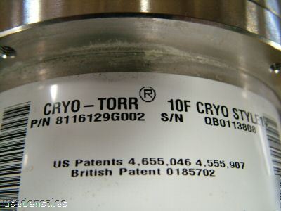 Cti cryogenics cryo-torr 10F cryopump 8116129G002