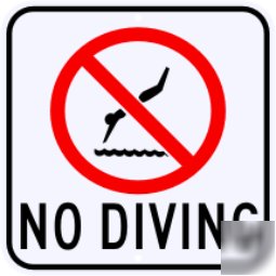 No diving sign beach surf pool lake sign 18