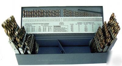 115 piece usa made cobalt jobber length drill set