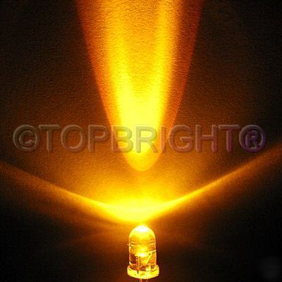 200X ultrabright yellow led 5MM 6000MCD free resistor