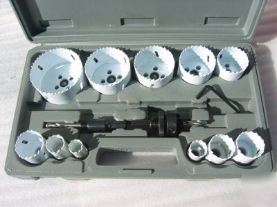 14 pc hss hole saw set in box