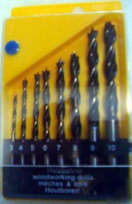 8 piece woodworking drill bit set