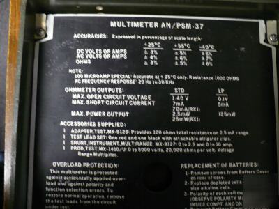 Multimeter an/psm 37 us p/n 4D-3573