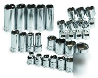 27PC 3/8IN. dr. sae std/deep/flex 6 pt socket set -s k