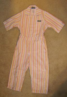 Coveralls overalls rosies stripe pinks yellows s m 12