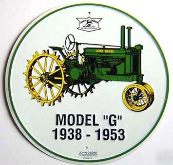 John deere model g tin sign