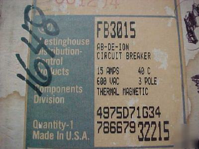 Westinghouse FB3015 ab-de-ion circuit breaker