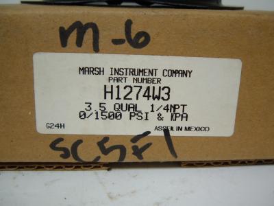  marsh instrument gauge meter 0/1500 psi