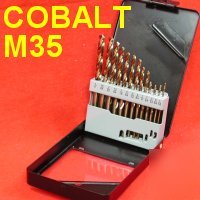 13 M35 solid cobalt drill bit set 135Â° tip steel case