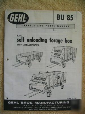 Gehl bu 85 BU85 forage box operator service part manual