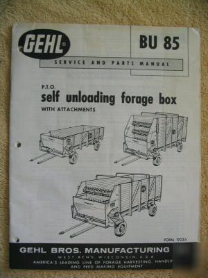 Gehl bu 85 BU85 forage box operator service part manual