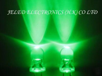 New 500X 5MM pure green led lamp 25,000MCD diy f/ship