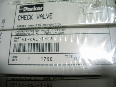 Parker hennifin corp check valve p/n 42-C4L-1-ss