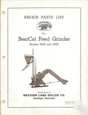 Bearcat repair parts list for 1820 & 1825 feed grinder