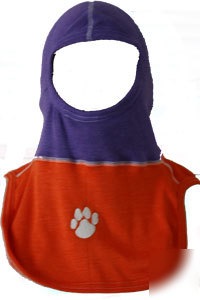 Orange and purple fire hood