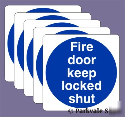 Pack of 5 100X100MM fire door keep locked shut - 0501R