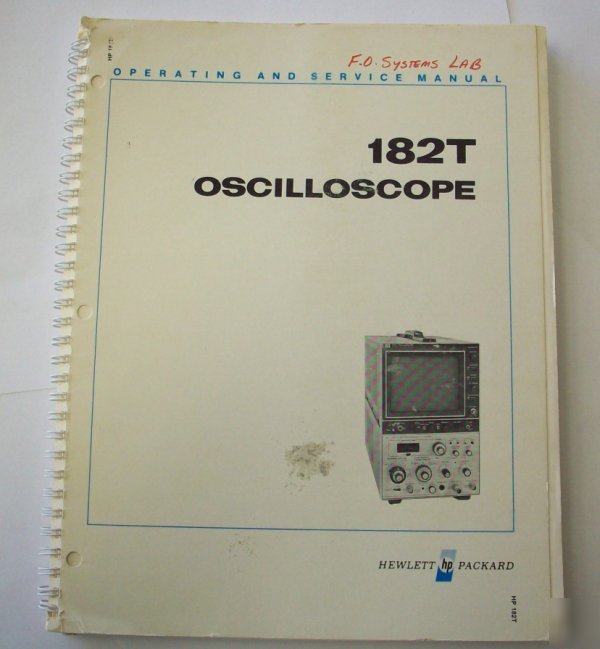 Hp / agilent 182T op/service manual - $5 shipping 