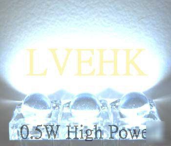 300P 5MM high power 0.5W 6-chip white flux led 50KMCD