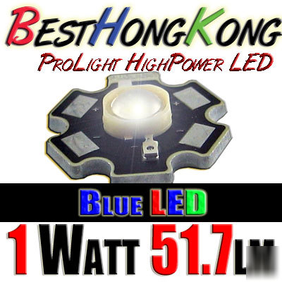 High power led set of 2 prolight 1W blue 51.7 lumen