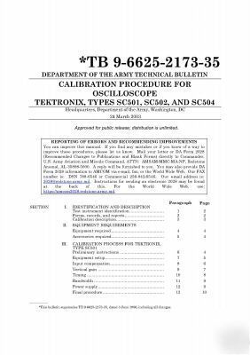 Tek tektronix SC501 SC502 SC504 calibration manual