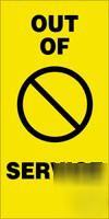 2X fold-ups sign in bright yellow, out of service