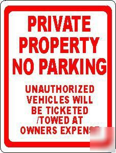 Private property no parking sign unuthorized towed
