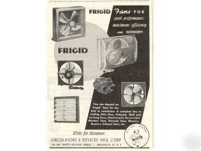 Frigid fans fan ventilation brooklyn ny ad 1951