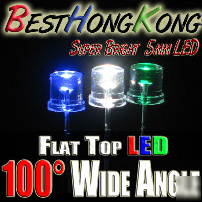 Green led set of 1000 super bright 5MM wide 100 deg f/r