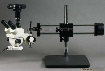 Solid boom trinocular microscope 7.5-35X stereo zoom