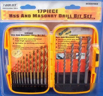17PC pro toolux high speed steel & masonary drill bits