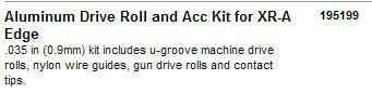 Miller 195199 aluminum drive roll & accy kit xr-a edge