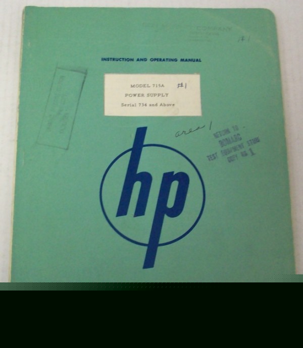 Hp 715A klystron power supply op/svc manual - $5 ship 