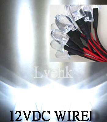 30P 12VDC pre-wired 10MM 140KMCD white led car bike diy