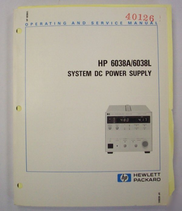 Hp / agilent 6038A/6038L op/service manual - $5 ship 