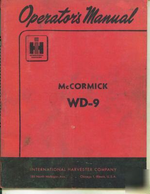 International harvester wd-9 operator's manual