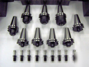 New 9 lyndex CAT40 stub end mill holders kit+pull studs