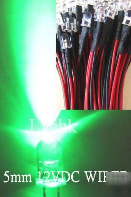 30P 12V dc pre wired 5MM 18,000MCD green led custom car