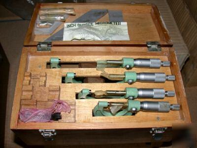 New 0 - 4 inch L311524 outside micrometer set 4 pcs