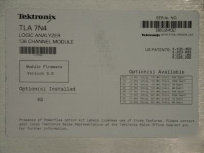 Tektronix TLA7N4 module, 136 channel, 2 ghz - 100 mhz