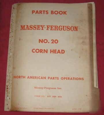 Massey-ferguson no. 20 corn head parts book 