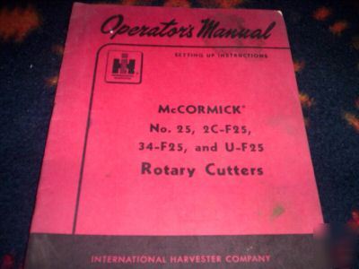 Ih mccormick 25, 2C-F25, 34-F25, u-F25 rotary cutters 