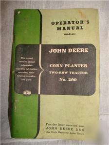 John deere corn planter two-row tractor oper manual